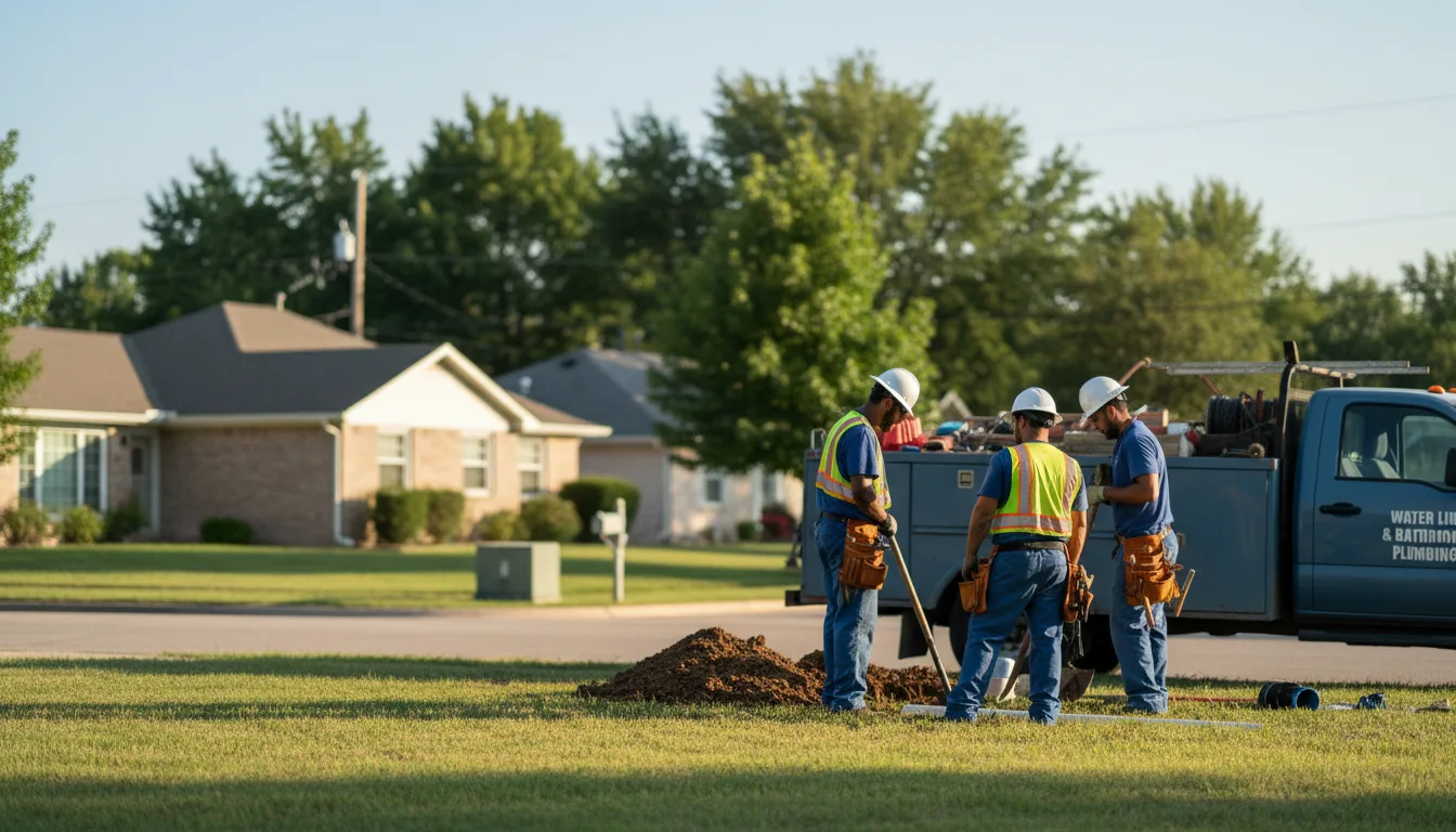 Residential water line and bathroom plumbing service in Downs, KS